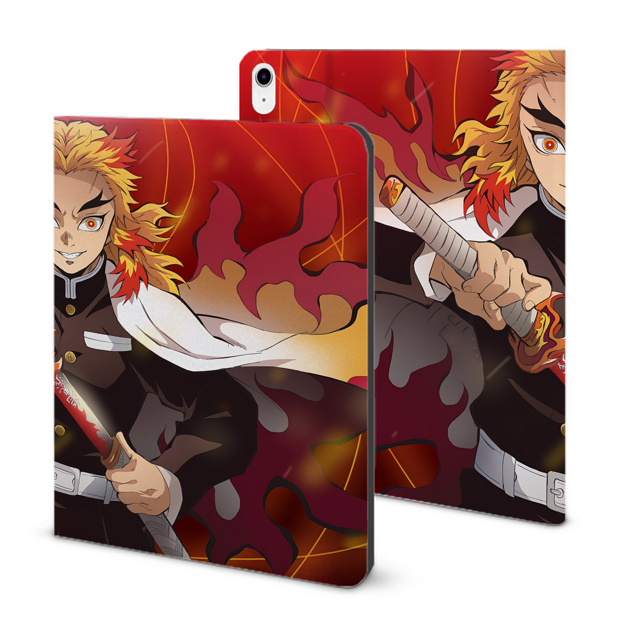 （画像用） 炎柱-煉󠄁獄 杏寿郎／れんごく きょうじゅろう Rengoku Kyoujurou IPad ケース ブック型 PUレザー TPU 耐衝撃 軽量 薄型 ペン収納なし 全面保護 IPad 各モデル対応